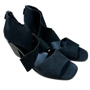 Eileen Fisher Ellis Sandal Black Suede Women's Size 9.5 New Without Box